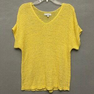 New Directions Sweater Women's XL Yellow Cottagecore Loose Knit Grannycore Basic